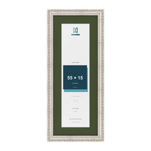 Louis Silver 65 x 25 cm picture frame with a green mount for a 55 x 15 cm photo
