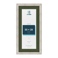 Louis Silver 65 x 30 cm picture frame with a green mount for a 55 x 20 cm photo