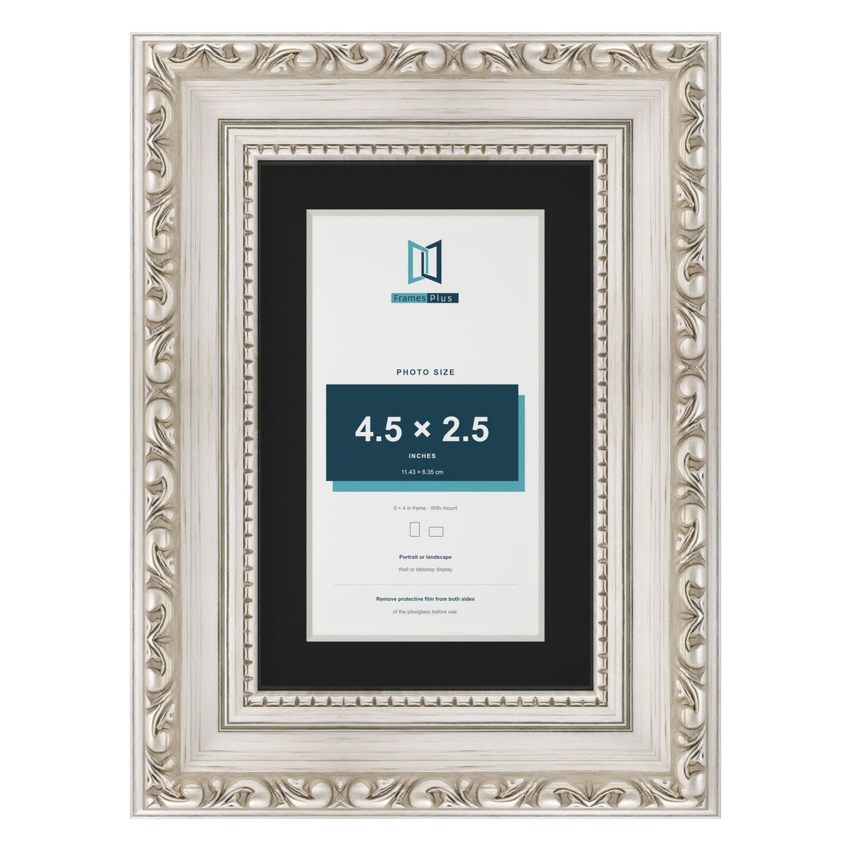 Louis Silver 6 x 4 inch picture frame with a black mount for a 4.5 x 2.5 inch photo