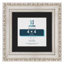 Louis Silver 6 x 6 inch picture frame with a black mount for a 4 x 4 inch photo
