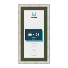 Louis Silver 70 x 35 cm picture frame with a green mount for a 60 x 25 cm photo