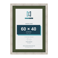 Louis Silver 70 x 50 cm picture frame with a green mount for a 60 x 40 cm photo