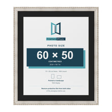 Louis Silver 70 x 60 cm picture frame with a black mount for a 60 x 50 cm photo