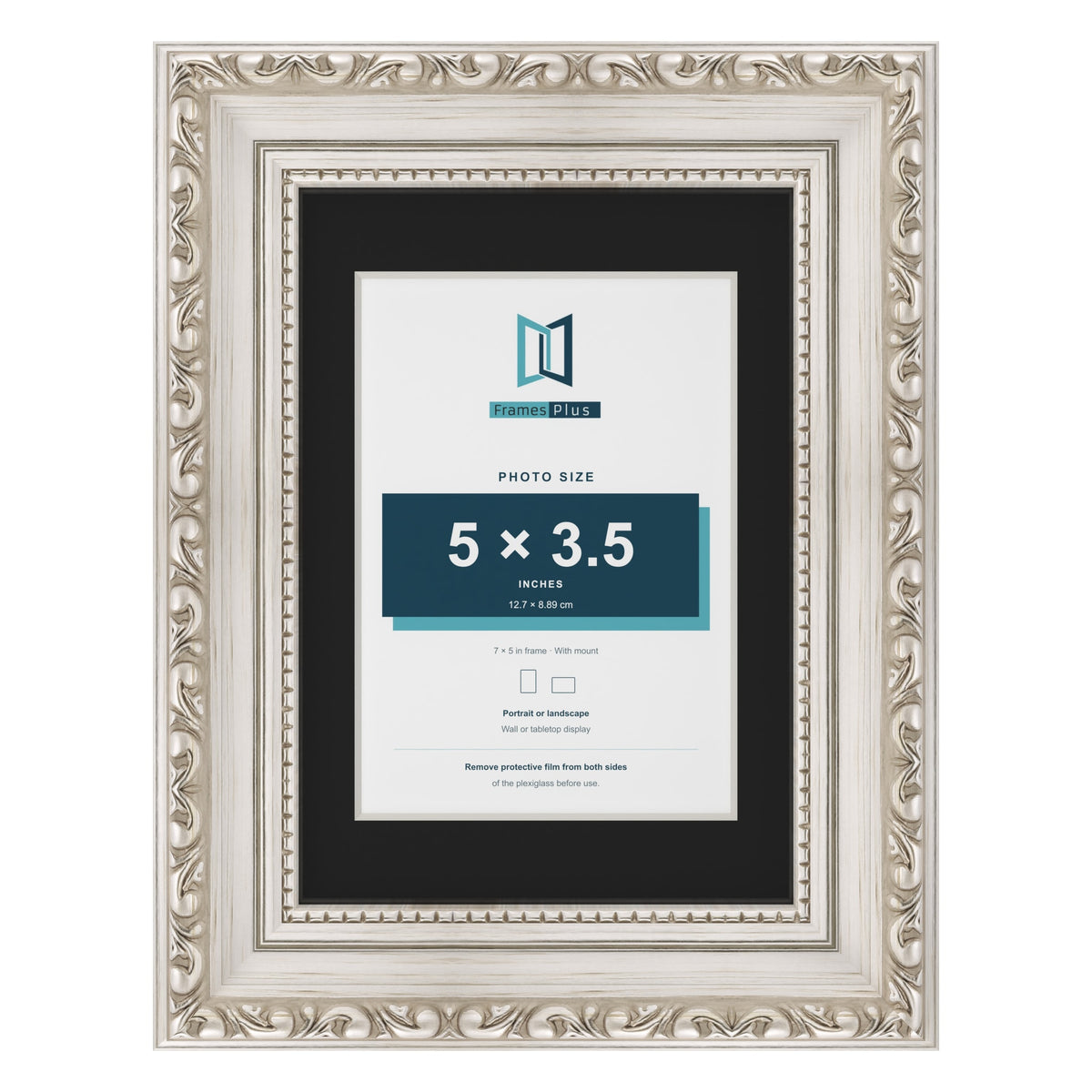 Louis Silver 7 x 5 inch picture frame with a black mount for a 5 x 3.5 inch photo