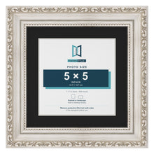 Louis Silver 7 x 7 inch picture frame with a black mount for a 5 x 5 inch photo