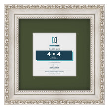 Louis Silver 7 x 7 inch picture frame with a green mount for a 4 x 4 inch photo