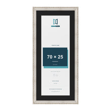 Louis Silver 80 x 35 cm picture frame with a black mount for a 70 x 25 cm photo