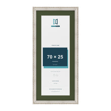 Louis Silver 80 x 35 cm picture frame with a green mount for a 70 x 25 cm photo
