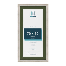 Louis Silver 80 x 40 cm picture frame with a green mount for a 70 x 30 cm photo
