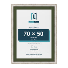 Louis Silver 80 x 60 cm picture frame with a green mount for a 70 x 50 cm photo