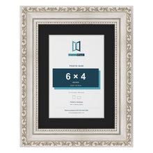 Louis Silver 8 x 6 inch picture frame with a black mount for a 6 x 4 inch photo