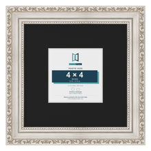 Louis Silver 8 x 8 inch picture frame with a black mount for a 4 x 4 inch photo