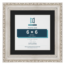 Louis Silver 8 x 8 inch picture frame with a black mount for a 6 x 6 inch photo