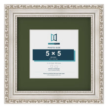 Louis Silver 8 x 8 inch picture frame with a green mount for a 5 x 5 inch photo