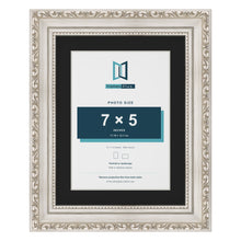 Louis Silver 9 x 7 inch picture frame with a black mount for a 7 x 5 inch photo