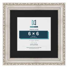 Louis Silver 9 x 9 inch picture frame with a black mount for a 6 x 6 inch photo