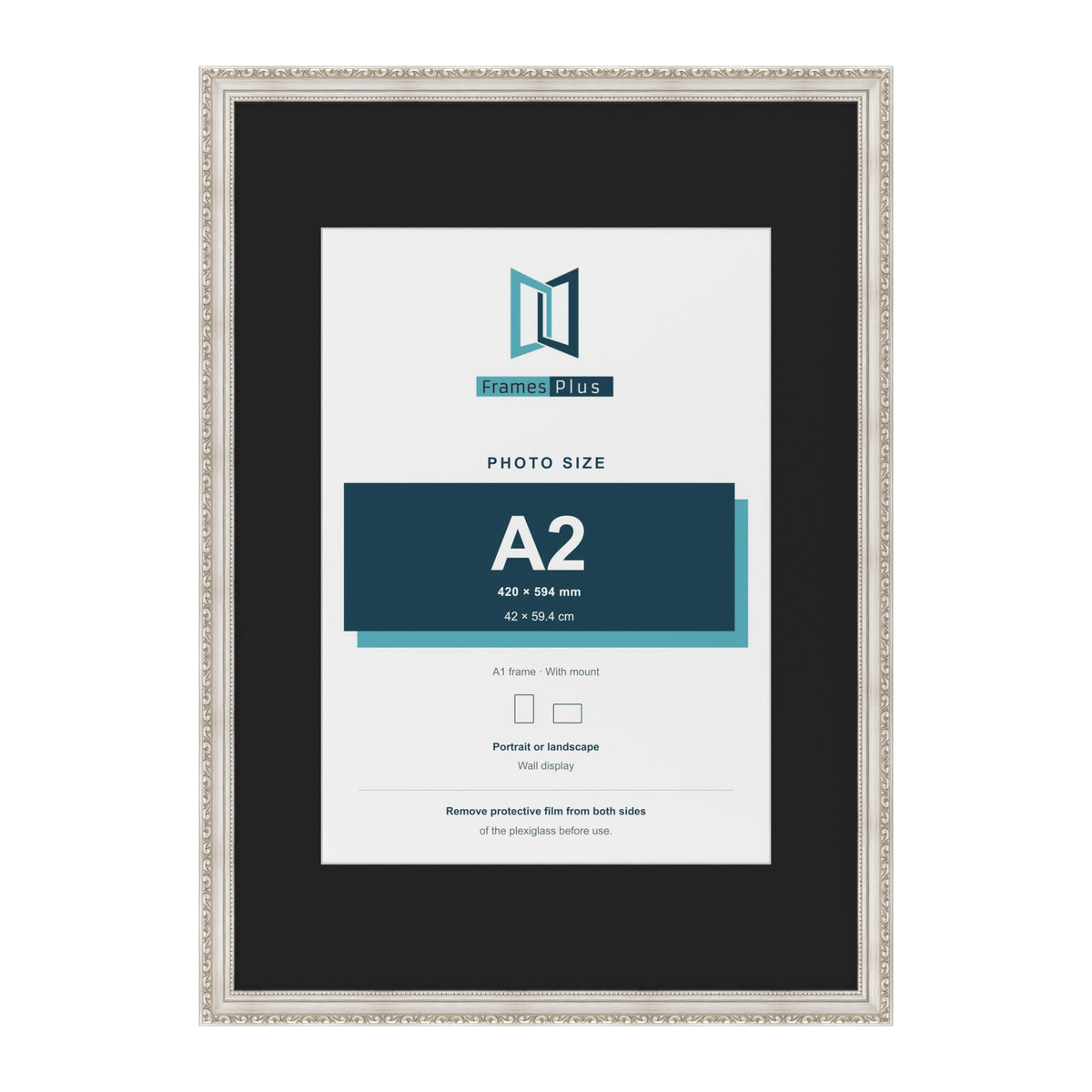 Louis Silver A1 picture frame with a black mount for an A2 photo