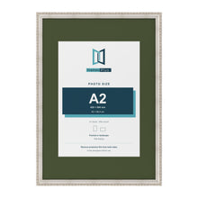Louis Silver A1 picture frame with a green mount for an A2 photo
