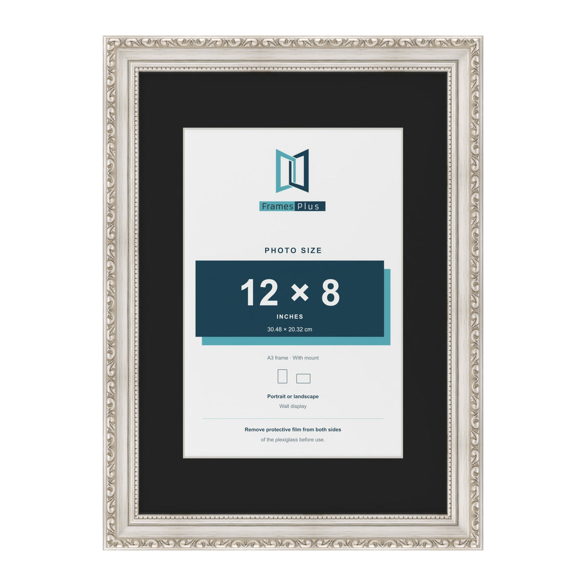 Louis Silver A3 picture frame with a black mount for a 12 x 8 inch photo