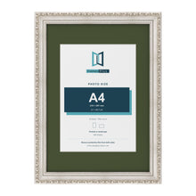 Louis Silver A3 picture frame with a green mount for an A4 photo