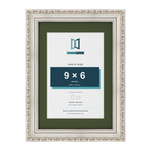 Louis Silver A4 picture frame with a green mount for a 9 x 6 inch photo