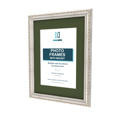 Louis Range Silver Picture, Photo & Poster Frame with Green Mount