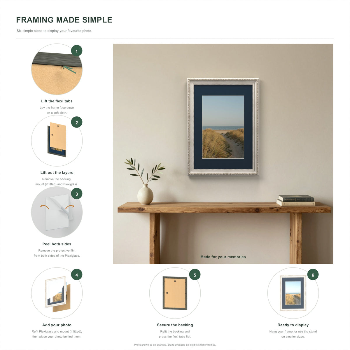 How to put a photo in a Louis Silver frame with a Pacific Blue mount in six steps