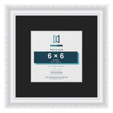 Louis White 10 x 10 inch picture frame with a black mount for a 6 x 6 inch photo