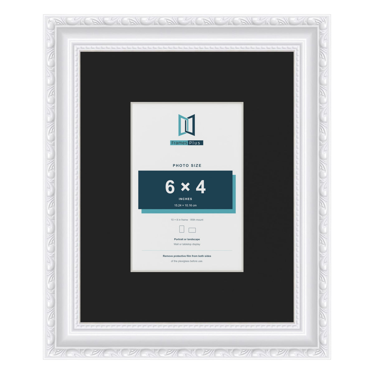Louis White 10 x 8 inch picture frame with a black mount for a 6 x 4 inch photo