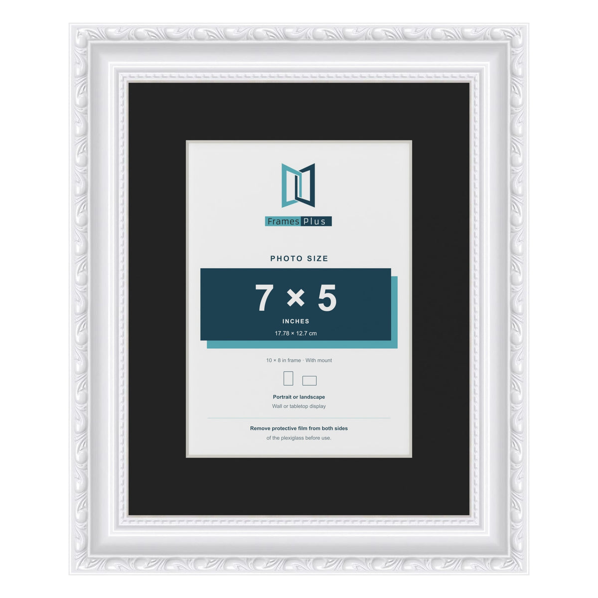 Louis White 10 x 8 inch picture frame with a black mount for a 7 x 5 inch photo