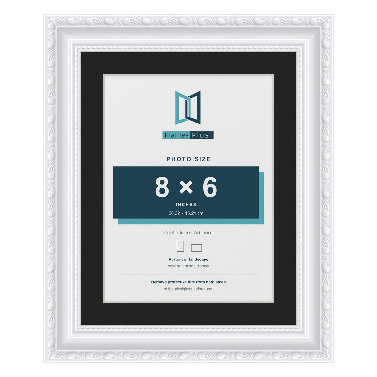 Louis White 10 x 8 inch picture frame with a black mount for an 8 x 6 inch photo
