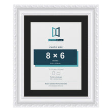 Louis White 10 x 8 inch picture frame with a black mount for an 8 x 6 inch photo
