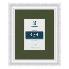 Louis White 10 x 8 inch picture frame with a green mount for a 6 x 4 inch photo