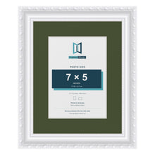 Louis White 10 x 8 inch picture frame with a green mount for a 7 x 5 inch photo