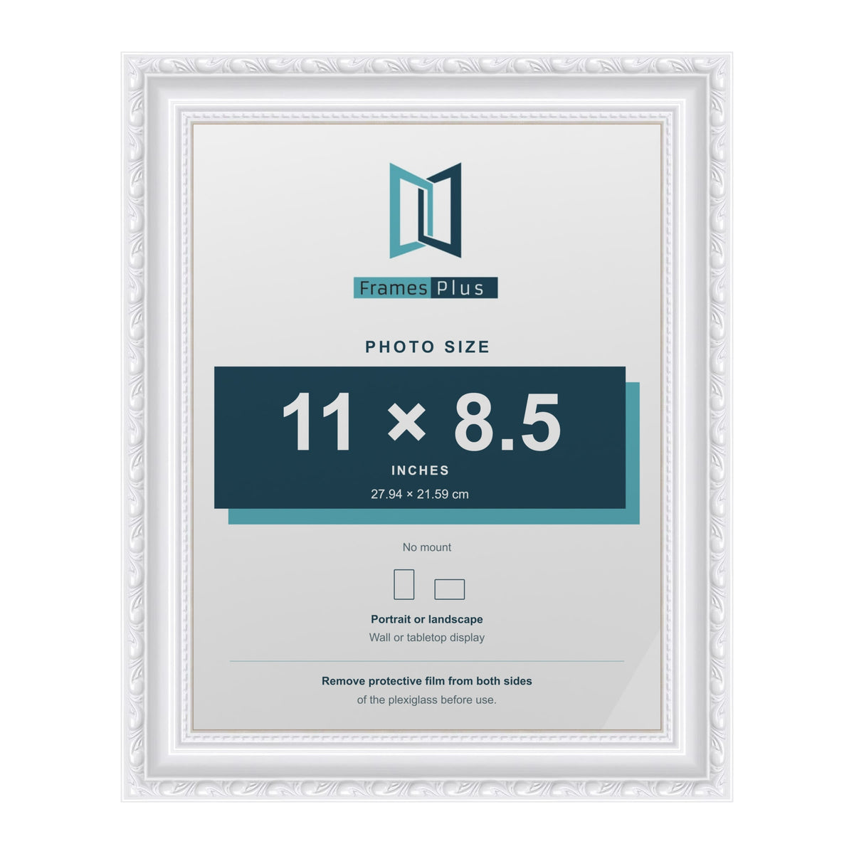 Louis White picture frame for an 11 x 8.5 inch photo