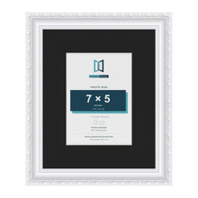 Louis White 11 x 9 inch picture frame with a black mount for a 7 x 5 inch photo