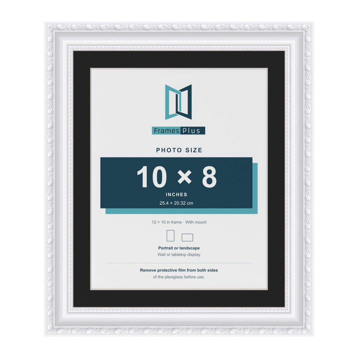 Louis White 12 x 10 inch picture frame with a black mount for a 10 x 8 inch photo