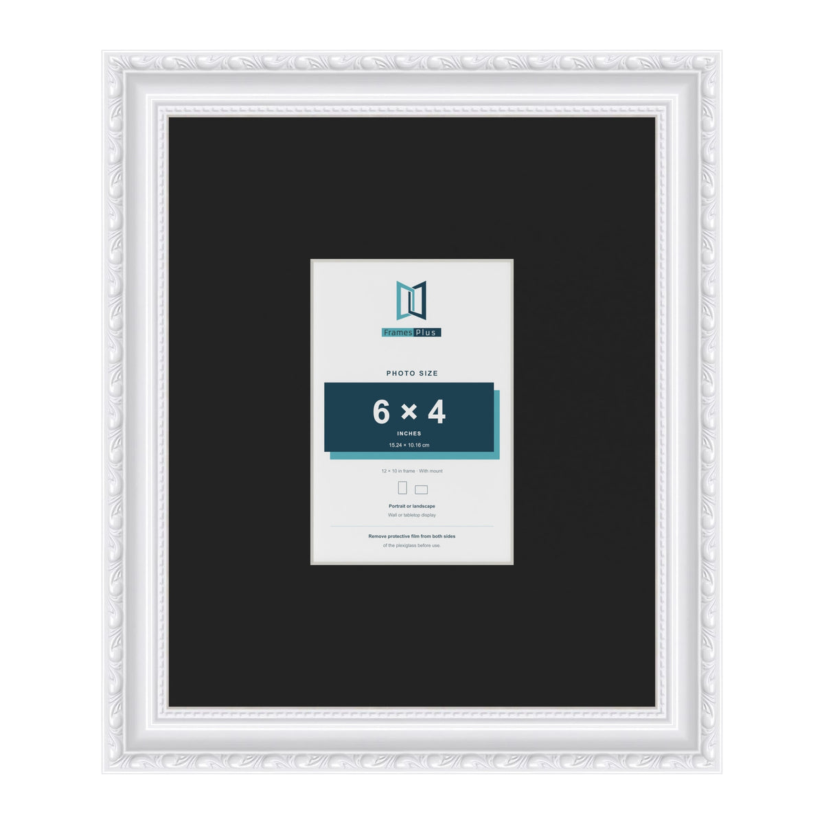 Louis White 12 x 10 inch picture frame with a black mount for a 6 x 4 inch photo