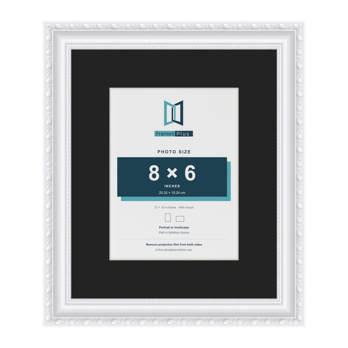 Louis White 12 x 10 inch picture frame with a black mount for an 8 x 6 inch photo