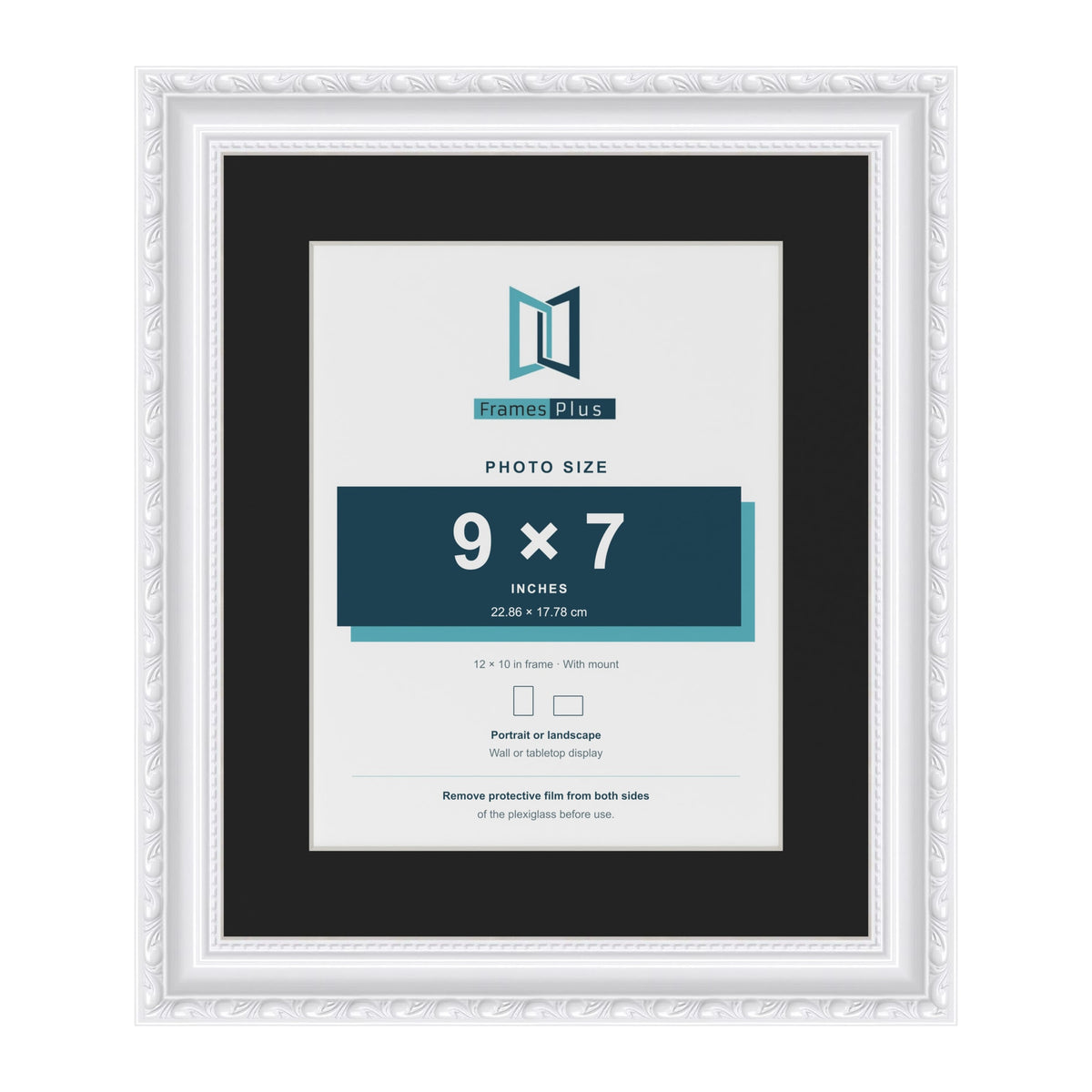 Louis White 12 x 10 inch picture frame with a black mount for a 9 x 7 inch photo