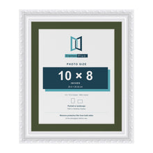 Louis White 12 x 10 inch picture frame with a green mount for a 10 x 8 inch photo