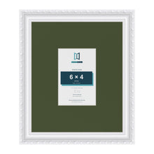 Louis White 12 x 10 inch picture frame with a green mount for a 6 x 4 inch photo