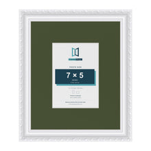 Louis White 12 x 10 inch picture frame with a green mount for a 7 x 5 inch photo
