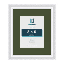 Louis White 12 x 10 inch picture frame with a green mount for an 8 x 6 inch photo