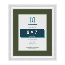 Louis White 12 x 10 inch picture frame with a green mount for a 9 x 7 inch photo