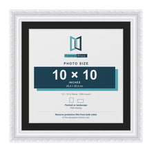 Louis White 12 x 12 inch picture frame with a black mount for a 10 x 10 inch photo