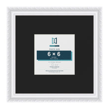 Louis White 12 x 12 inch picture frame with a black mount for a 6 x 6 inch photo