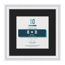 Louis White 12 x 12 inch picture frame with a black mount for an 8 x 8 inch photo