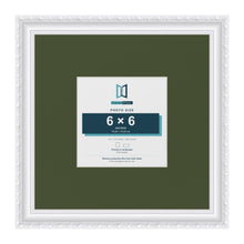 Louis White 12 x 12 inch picture frame with a green mount for a 6 x 6 inch photo