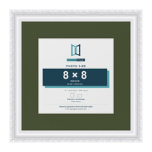 Louis White 12 x 12 inch picture frame with a green mount for an 8 x 8 inch photo